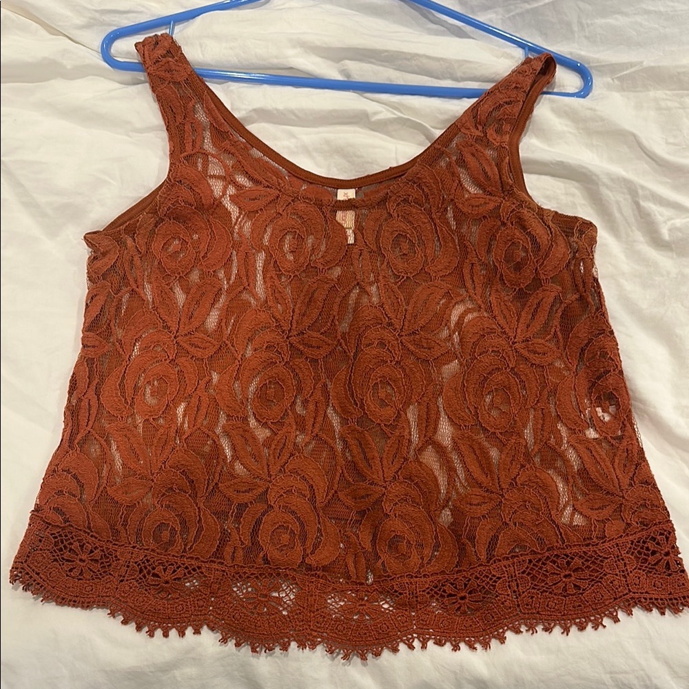 Xhilaration Rust Lace Tank Top